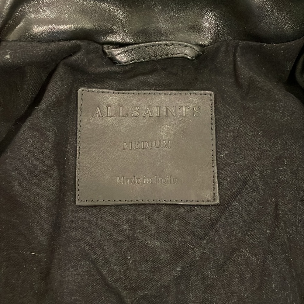Men’s Black Leather AllSaints Jacket - Picture 7 of 7